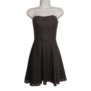 KATIA Black Lace Strapless Sweetheart Neckline Fit & Flare A Line Smocked Dress